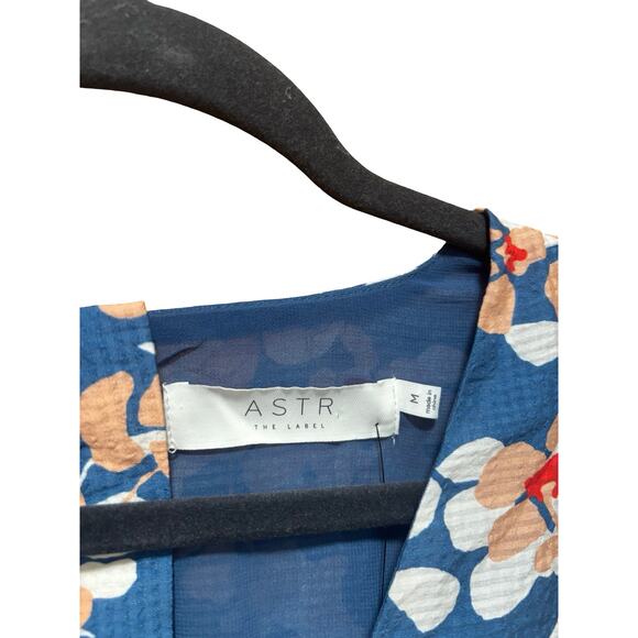 NWT! ASTR The Label Blue Puff Sleeve Cutout Floral Mini Dress - Size M - Picture 4 of 7